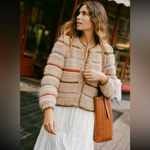 NWT Christy Dawn Leandra Cardigan in Kaleidoscope Stripe size XS 💙♥️💚💛🧡 - Picture 4 of 6